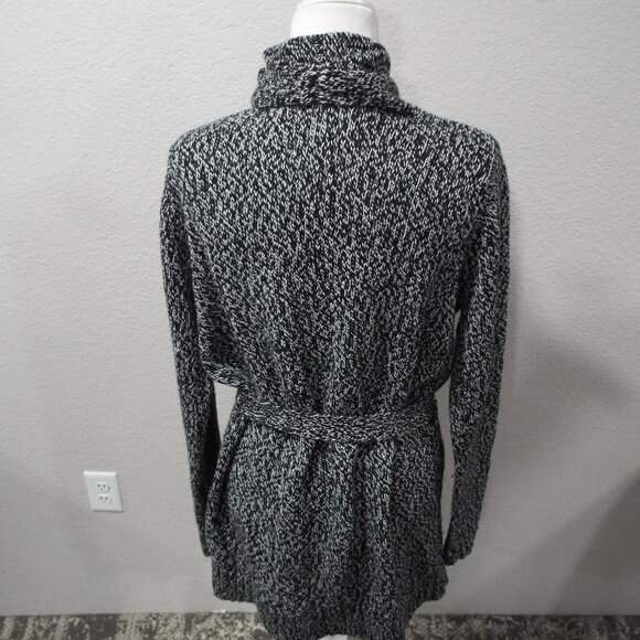 Levi’s Women's Wide Belted Long Cardigan Sweater Marbled Black/White Size Large - Picture 7 of 13